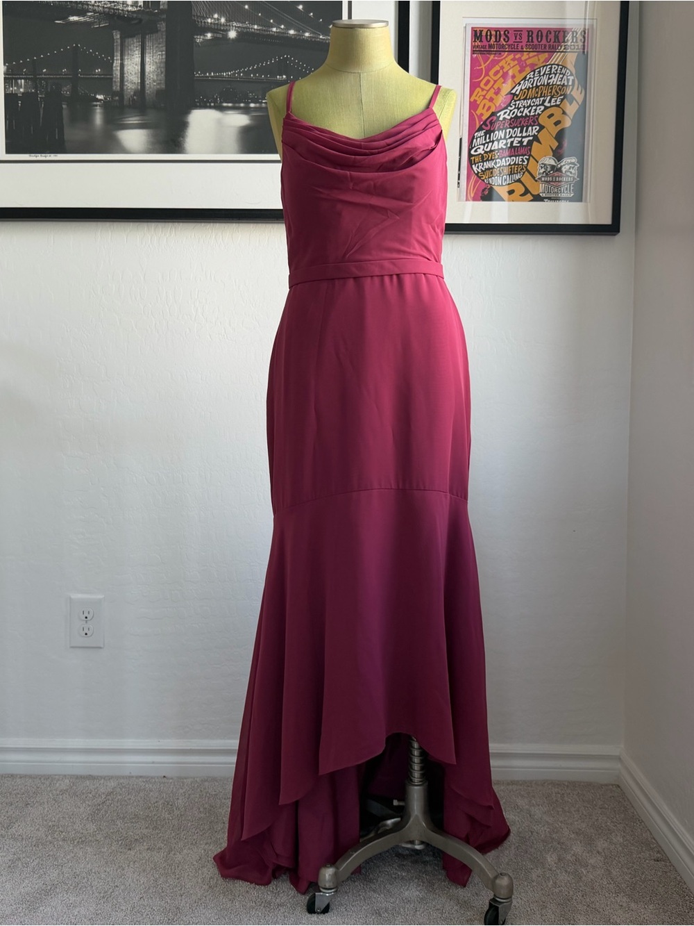 Azazie Magenta High-Low Cowl Neck Dress